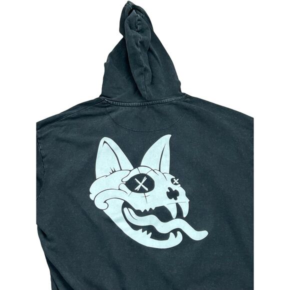 Love Joy Metal Heart Distressed Black Hoodie Large - Picture 5 of 7